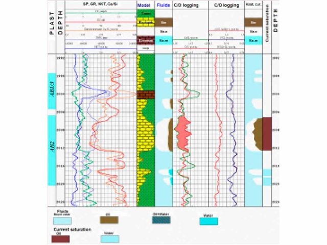 Examples of oil-saturated reservoir identifying by C/O logging diagrams